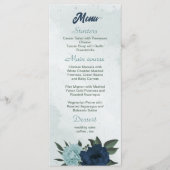 Menu Mariage botanique bleu et bleu marine (Devant)