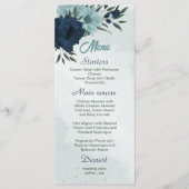 Menu Mariage botanique bleu et bleu marine (Devant)