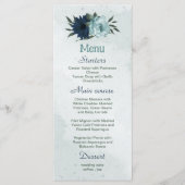 Menu Mariage botanique bleu et bleu marine (Devant)