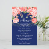 Menu Mariage Botanique Bleu foncé et Fleur de Cora (Debout devant)