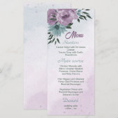Menu mariage botanique de fleurs bleues violettes (Devant / Derrière)