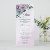 Menu mariage botanique de fleurs bleues violettes (Debout devant)