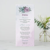 Menu mariage botanique de fleurs bleues violettes (Debout devant)
