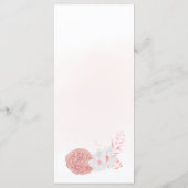 Menu mariage botanique de fleurs rose et blanche (Dos)