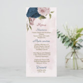 Menu Mariage botanique de fleurs rose et marine (Debout devant)