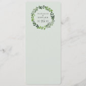 Menu mariage botanique de l'aquarelle feuillue (Dos)