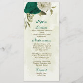 Menu mariage botanique des fleurs beiges vert émeraude (Devant)