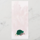 Menu mariage botanique des fleurs vert émeraude rose (Dos)