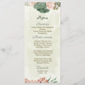 Menu mariage botanique des fleurs vert sauge (Devant)