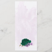 Menu mariage botanique des fleurs violettes vert émerau (Dos)