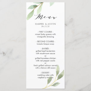 Menu Mariage Botanique du Foliage Vert