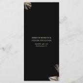 Menu Mariage Botanique Élégant Noir et Or (Dos)
