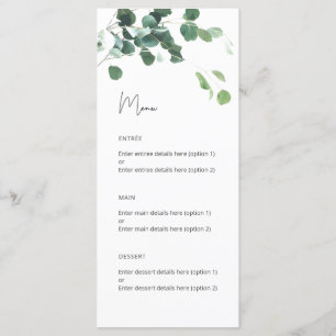 Menu Mariage Botanique Eucalyptus Aquarelle