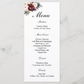 Menu Mariage botanique floral de crème de la marine de (Devant)