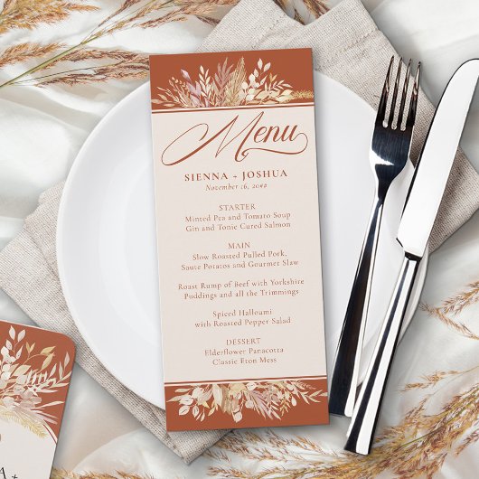 Menu Mariage botanique Foliage Duet Terracotta Cream