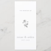 Menu Mariage botanique, mariage minimal (Dos)