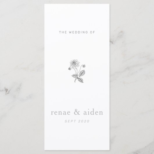 Menu Mariage botanique, mariage minimal (Dos)