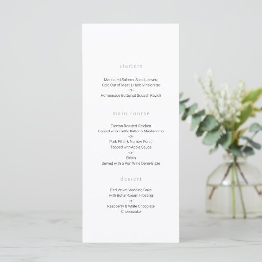 Menu Mariage botanique, mariage minimal (Debout devant)