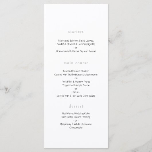 Menu Mariage botanique, mariage minimal (Devant)