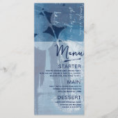 Menu Mariage botanique moderne Cyan Blue (Devant)