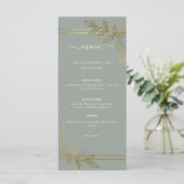 Menu Mariage Botanique Moderne Vert Sauge Or (Debout devant)