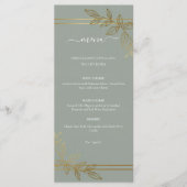 Menu Mariage Botanique Moderne Vert Sauge Or (Devant)