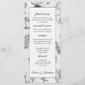 Menu Mariage botanique monochrome vintage (Devant)
