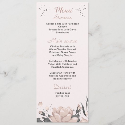 Menu mariage botanique rose foncé et poussiéreux (Devant)