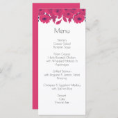 Menu Mariage botanique rose foncé et rose chaud (Devant / Derrière)