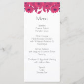 Menu Mariage botanique rose foncé et rose chaud (Devant)
