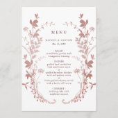 Menu Mariage Botanique Rose Poussiéreuse Romantique (Devant)