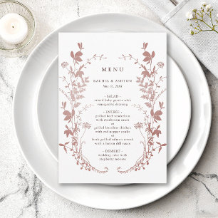 Menu Mariage Botanique Rose Poussiéreuse Romantique