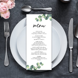 Menu Mariage Botanique Rustique au Eucalyptus Verdoyant