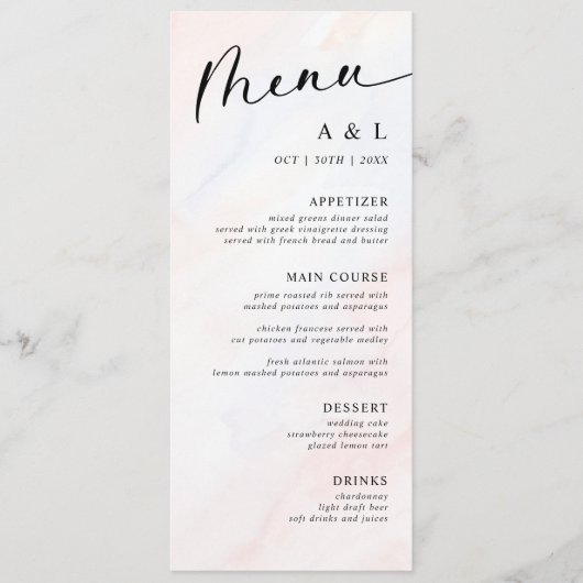 Menu Mariage botanique rustique simple (Devant)