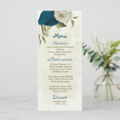 Menu mariage botanique turquoise bleu et beige (Debout devant)