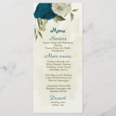 Menu mariage botanique turquoise bleu et beige (Devant)