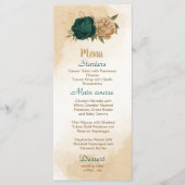 Menu Mariage botanique vert émeraude beige or (Devant)
