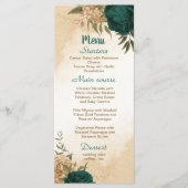 Menu Mariage botanique vert émeraude beige or (Devant)