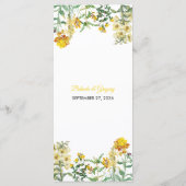 Menu Mariage botanique vintage jaune Aquarelle (Dos)