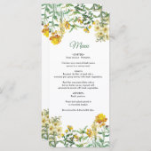 Menu Mariage botanique vintage jaune Aquarelle (Devant / Derrière)