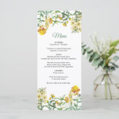 Menu Mariage botanique vintage jaune Aquarelle (Debout devant)
