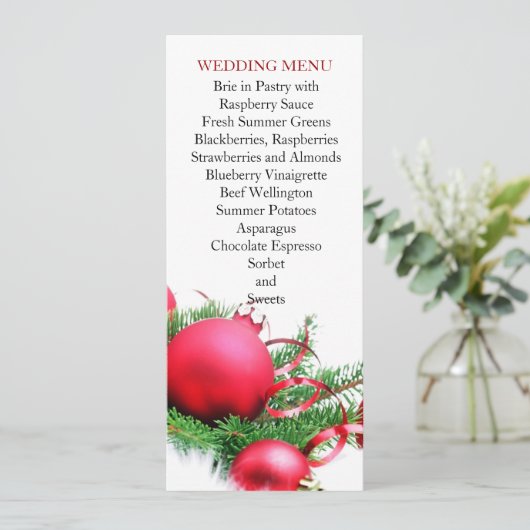 Menu Mariage Boules de Noël Rouge (Debout devant)