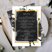 Menu Mariage Bouquet Rose or noir