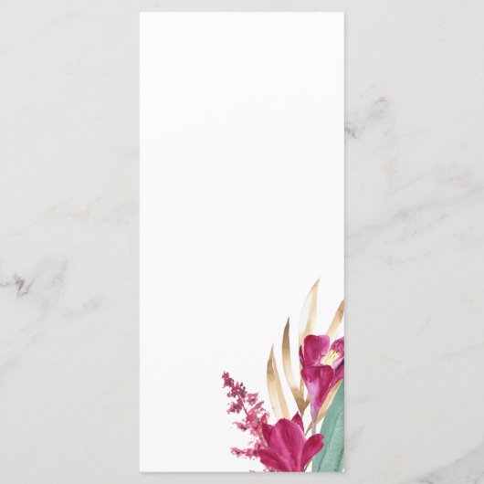 Menu Mariage Bourgogne & Gold Bloom (Dos)