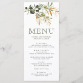 Menu Mariage Branche Dorée Feuilles d'Olivier (Devant)