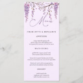 Menu Mariage Branches de Glycine Violette Florale (Devant)