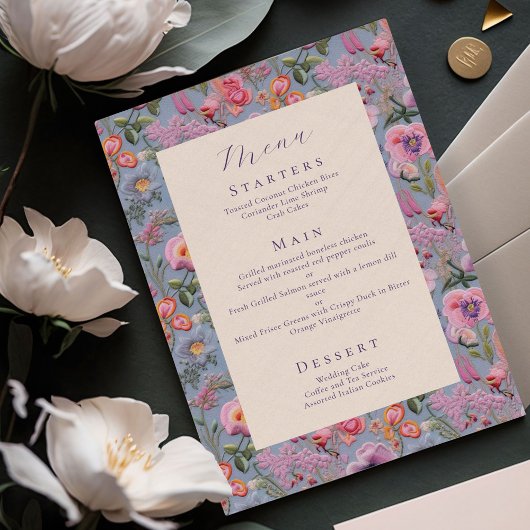 Menu Mariage Broderie Botanique Maximaliste