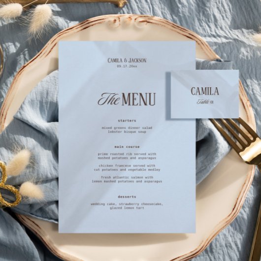 Menu Mariage Brun et Bleu