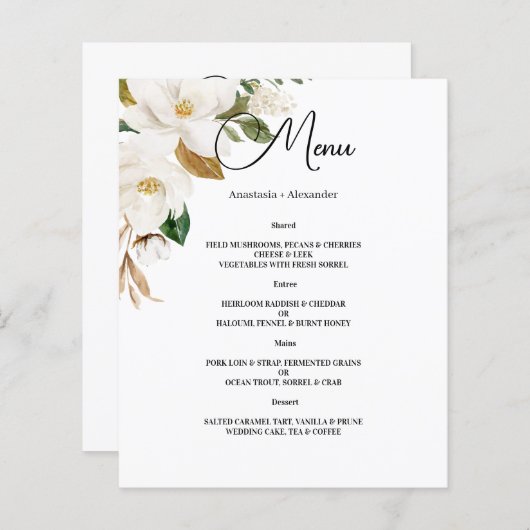 MENU MARIAGE budget. (Devant / Derrière)