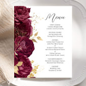 Menu Mariage Budget Burgundy Gold Floral Script